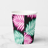 Gobelets En Papier Feuilles tropicaux modernes Faux Neon Pink Green (Droite)