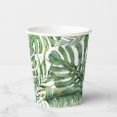 Gobelets En Papier Feuilles Vertes Tropicales Île Botanique Palmier (Verso)