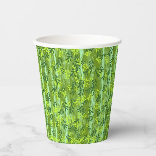 Gobelets En Papier Feuilles verts (Recto)