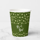 Gobelets En Papier Feuilles Woodland Simple Motif Baby shower garçon (Verso)