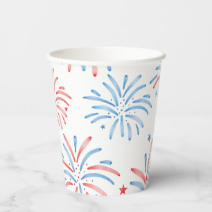 Gobelets En Papier Feux d'artifice à l'aquarelle Fête du quatre juill