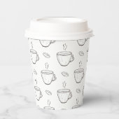 Gobelets En Papier Fèves de café et tasses de café propre Noir et bla (Recto)