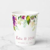 Gobelets En Papier Fiançailles Mariage floral de Boho Bourgogne (Verso)