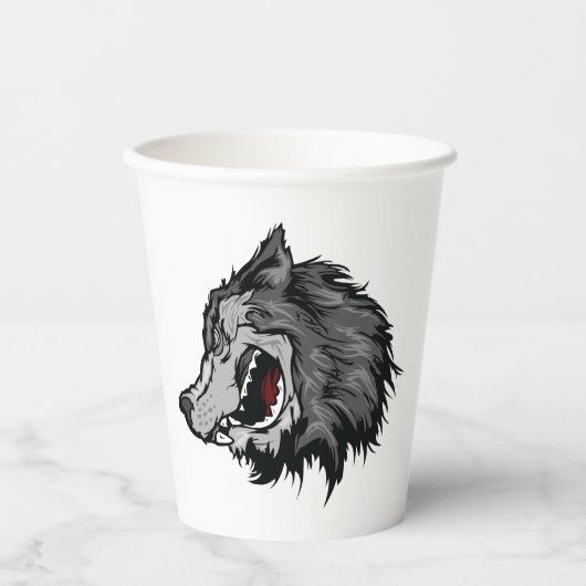 Gobelets En Papier Fierce Wolf Head Bold Wild Animal (Recto)
