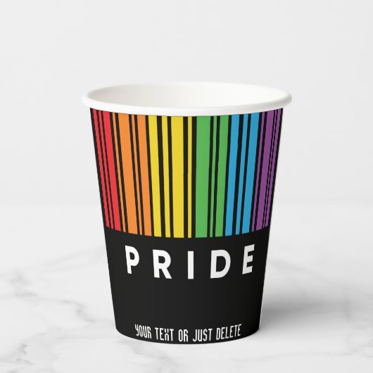 Gobelets En Papier Fierté personnalisable Code barre arc-en-ciel LGBT (Verso)