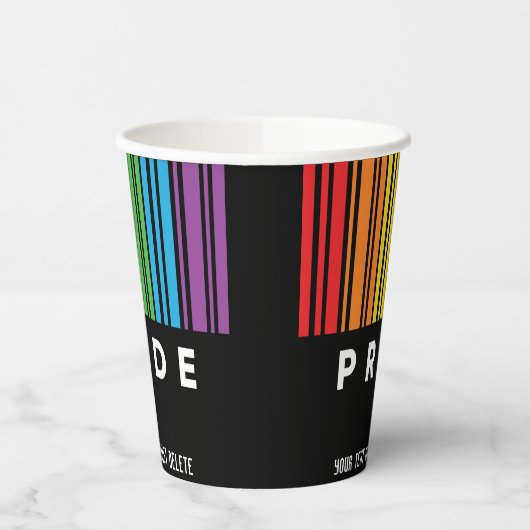 Gobelets En Papier Fierté personnalisable Code barre arc-en-ciel LGBT (Gauche)