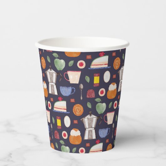 Gobelets En Papier Fika (Eclipse) - Motif d'aquarelle (Recto)