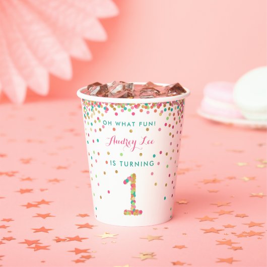 Gobelets En Papier Fille 1er anniversaire première fête d'anniversair (Insitu)