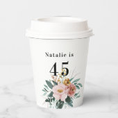 Gobelets En Papier Fille aquarelle florale éditable âge anniversaire (Verso)