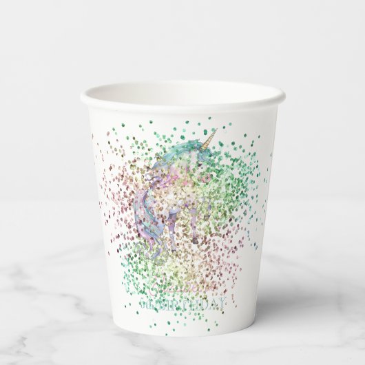 Gobelets En Papier Fille arc-en-ciel Parties scintillant magique Unic (Verso)