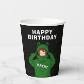 Gobelets En Papier Fille avec grenouille verte Hoody Dessin Anniversa (Verso)