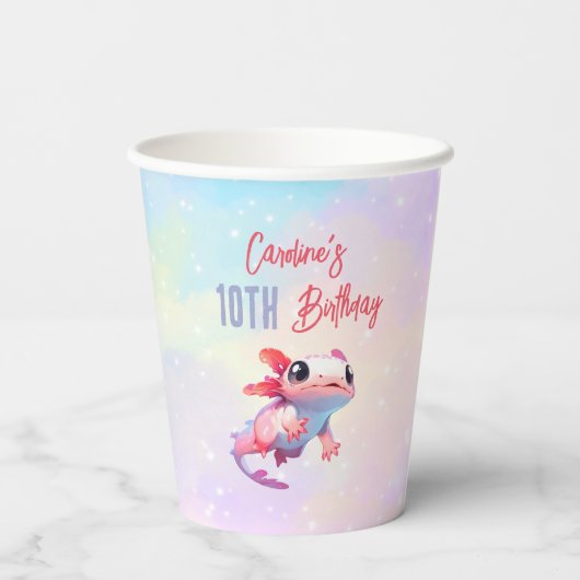 Gobelets En Papier Fille axolotl arc en ciel (Verso)