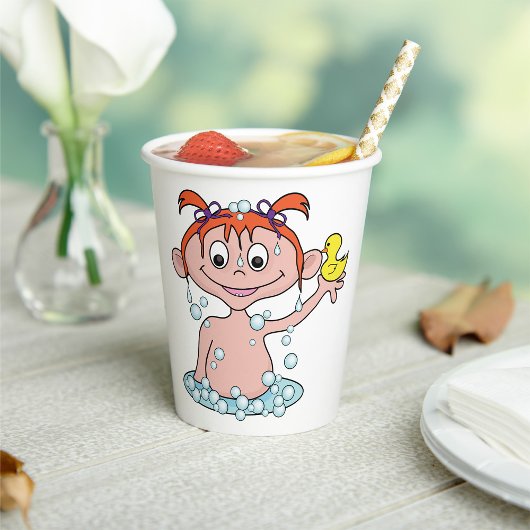 Gobelets En Papier Fille Bath Time Amusant avec canard en caoutchouc