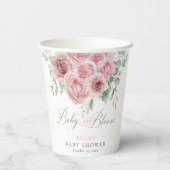 Gobelets En Papier Fille bébé en fleur Baby shower tasses de papier (Verso)