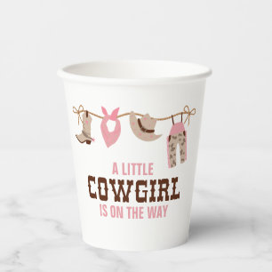 Gobelets En Papier Fille cow-girl occidentale Shower de bébé rose