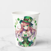 Gobelets En Papier Fille d'anime de la Saint Patrick's Day (Verso)