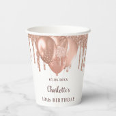 Gobelets En Papier Fille d'anniversaire rose or parties scintillant g (Verso)