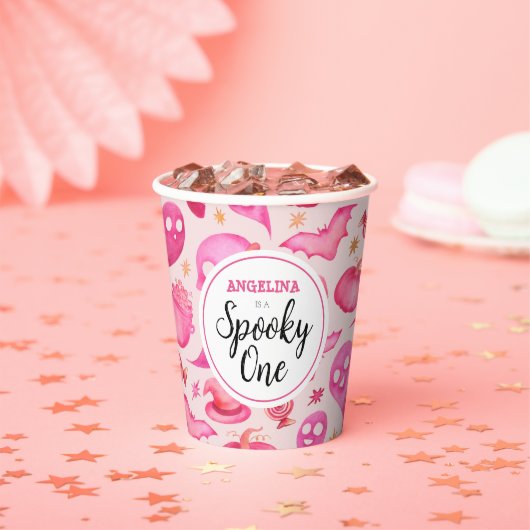 Gobelets En Papier Fille Éffrayant un 1er anniversaire Nom (Insitu)