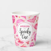 Gobelets En Papier Fille Éffrayant un 1er anniversaire Nom (Recto)