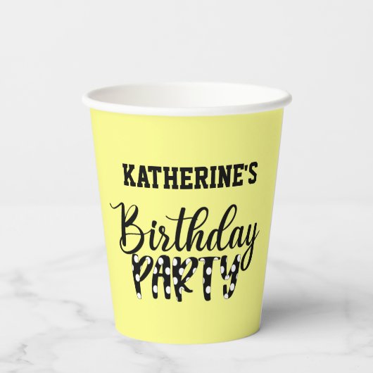 Gobelets En Papier Fille fête d'anniversaire (Verso)