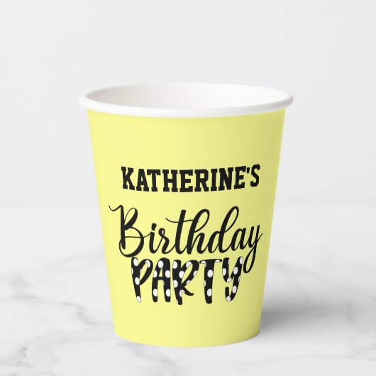 Gobelets En Papier Fille fête d'anniversaire (Recto)