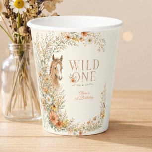 Gobelets En Papier Fille Fleur Orange Sauvage Un An Anniversaire