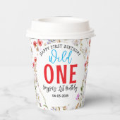 Gobelets En Papier Fille fleur sauvage 1ère fête d'anniversaire (Verso)