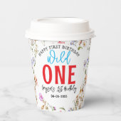 Gobelets En Papier Fille fleur sauvage 1ère fête d'anniversaire (Recto)