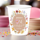 Gobelets En Papier Fille Fleur sauvage Onederful 1er anniversaire fêt