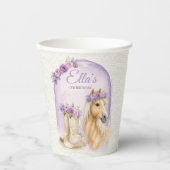 Gobelets en papier Fille Fleurs Violettes Cheval A (Recto)