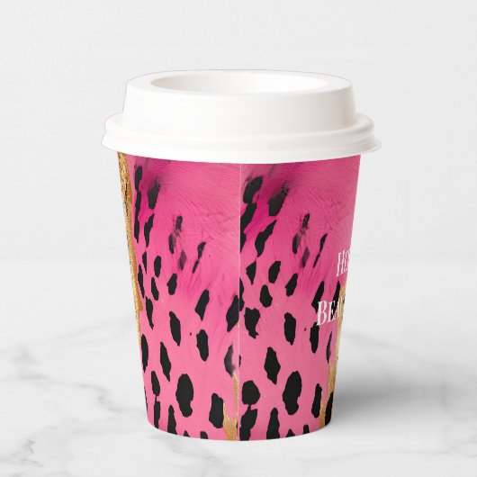 Gobelets En Papier Fille Glam or rose léopard noir (Droite)