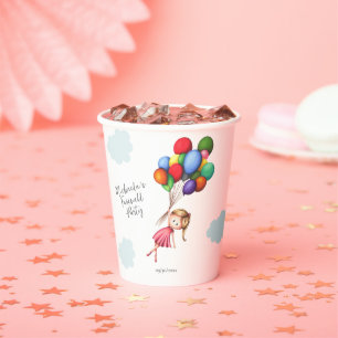 Gobelets En Papier Fille mignonne avec ballons Fête d'adieu