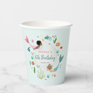 Gobelets En Papier Fille mignonne magique sous la mer Anniversaire