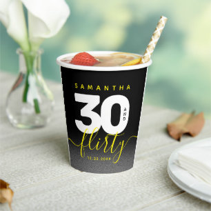 Gobelets En Papier Fille moderne brillant Jaune 30 et Flirty