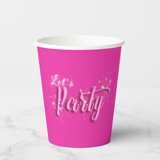 Gobelets En Papier Fille moderne Hot rose or Parties scintillant Fais (Recto)