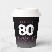 Gobelets En Papier Fille moderne rose 80 et stupéfiant (Verso)