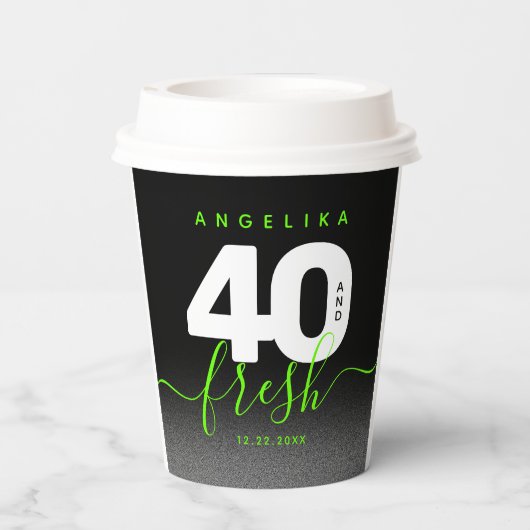 Gobelets En Papier Fille moderne vert brillant 40 et frais (Verso)