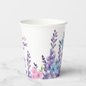 Gobelets En Papier Fille papillon rose floral Anniversaire (Verso)