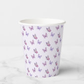 Gobelets En Papier Fille papillon violet anniversaire (Verso)