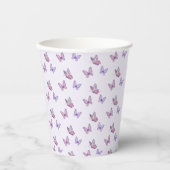 Gobelets En Papier Fille papillon violet anniversaire (Recto)