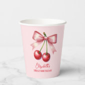 Gobelets En Papier Fille rose Coquette rouge Cherry premier anniversa (Verso)