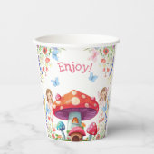 Gobelets En Papier Fille rose Floral Fée fête d'anniversaire (Recto)