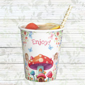 Gobelets En Papier Fille rose Floral Fée fête d'anniversaire