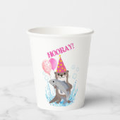 Gobelets En Papier Fille rose mignonne Sea Otter fête d'anniversaire (Verso)