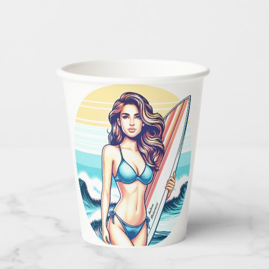 Gobelets En Papier Fille Sport & Surf (Recto)