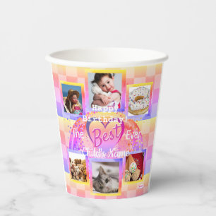 Gobelets En Papier Fille's Birthday Party Photo Paper Cup HAMbWG