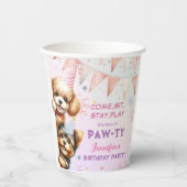 Gobelets En Papier Filles Chiot Lets Pawty Anniversaire (Recto)
