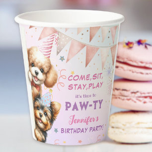 Gobelets En Papier Filles Chiot Lets Pawty Anniversaire