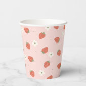 Gobelets En Papier Filles fraises Anniversaire | (Verso)