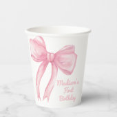 Gobelets En Papier Filles Juste Wanne Be One Rose Bow Coquette Annive (Recto)